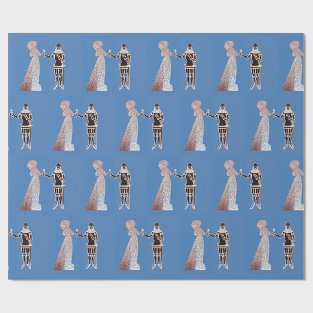 Papier Cadeau Chevalier médiéval et dame (Plat)