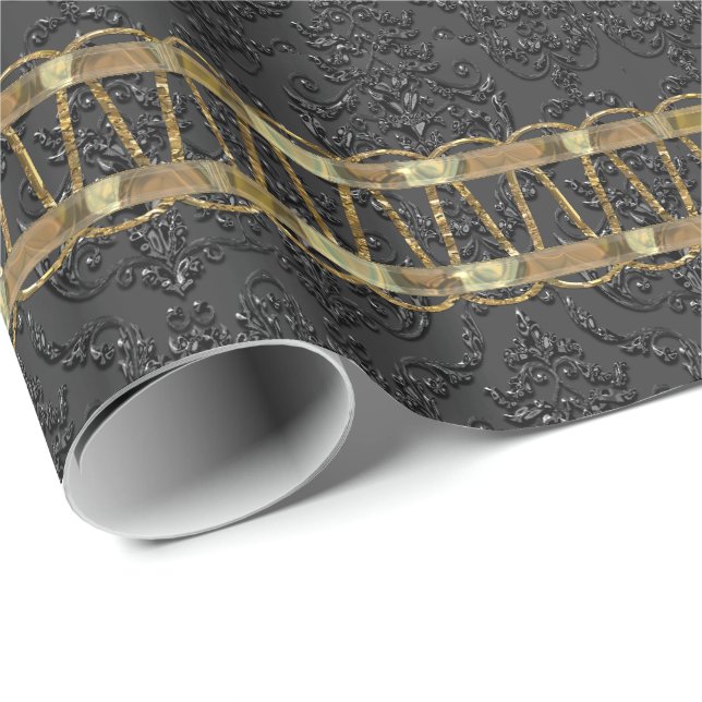 Papier Cadeau Chevalier Scallop Damask Élégant (Coin rond)