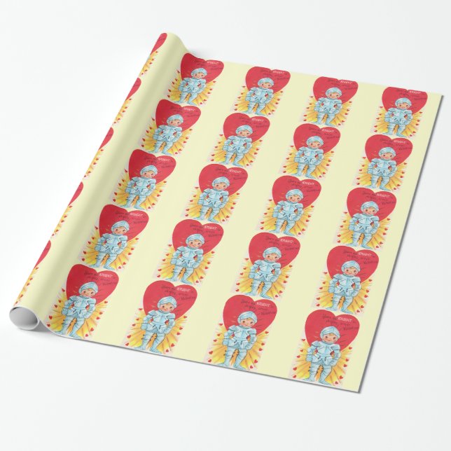 Papier Cadeau Chevalier vintage Valentine (Déroulé)