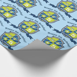 Papier Cadeau chevaliers bouclier garçons 5e anniversaire ours b