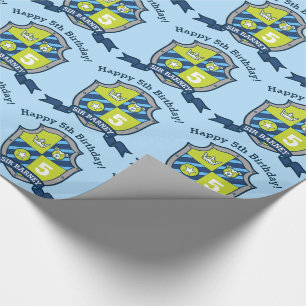 Papier Cadeau chevaliers bouclier garçons 5e anniversaire ours b