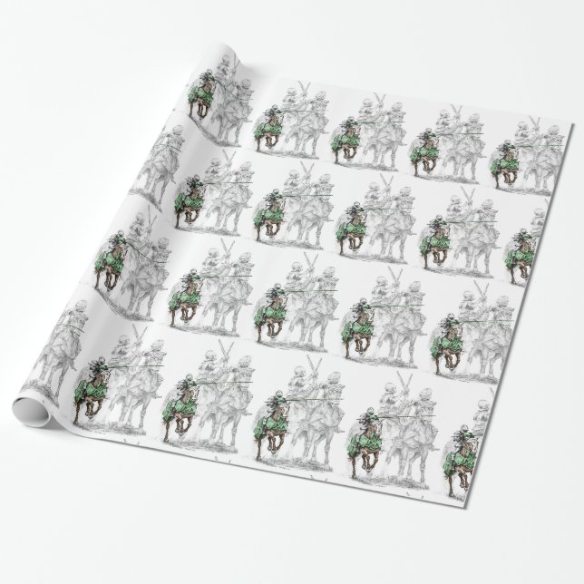 Papier Cadeau Chevaliers de la Renaissance médiévale (Déroulé)