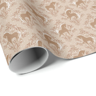 Papier Cadeau Chevaux aux éléments floraux