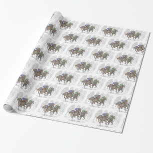 Papier Cadeau Chevaux de course à la galopante