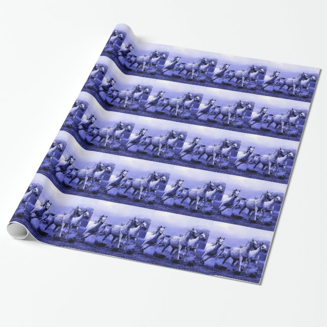 Papier Cadeau Chevaux de course et Lune Bleue (Déroulé)