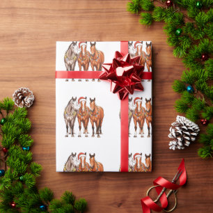 Papier Cadeau Chevaux de Noël Cowboy occidental Chapeau de Père