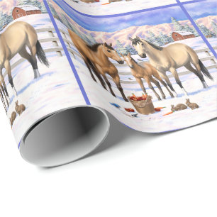 Papier Cadeau Chevaux En Peau De Bouche En Neige