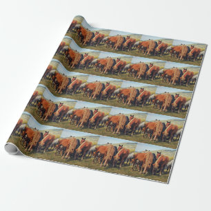 Papier Cadeau Chevaux sauvages Vie Nature Scène