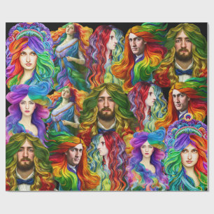 Papier Cadeau Cheveux arc-en-ciel déesse hommes femmes art Imagi