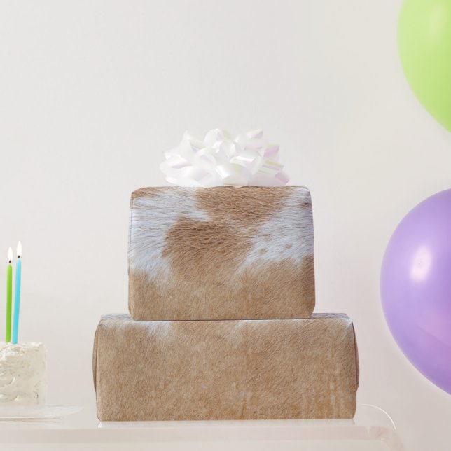 Papier Cadeau Cheveux de vache tan et blanc (Cadeaux de fête)