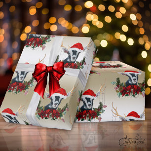 Papier Cadeau Chèvre Noël mignonne Alpine bébé Chèvre Antlers