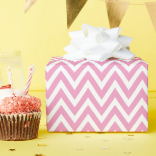 Papier Cadeau Chevron rose et blanc