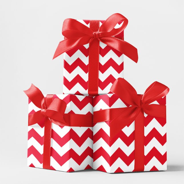 Papier Cadeau Chevron rouge et blanc de Noël (Christmas Red and White Chevron Wrapping Paper)