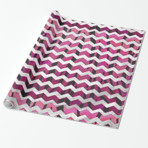 Papier Cadeau Chevron Tiger rose chaud et noir