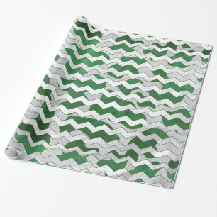 Papier Cadeau Chevron Vache vert et blanc Impression