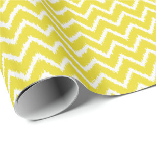 Papier Cadeau Chevrons d'Ikat - jaune et blanc de moutarde