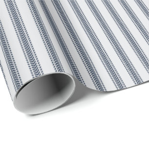 Papier Cadeau Chevrons Navy Bandes à Tic Tac sur Gris Clair