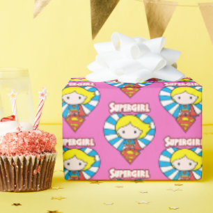 Papier Cadeau Chibi Supergirl Starburst Coeur et logo