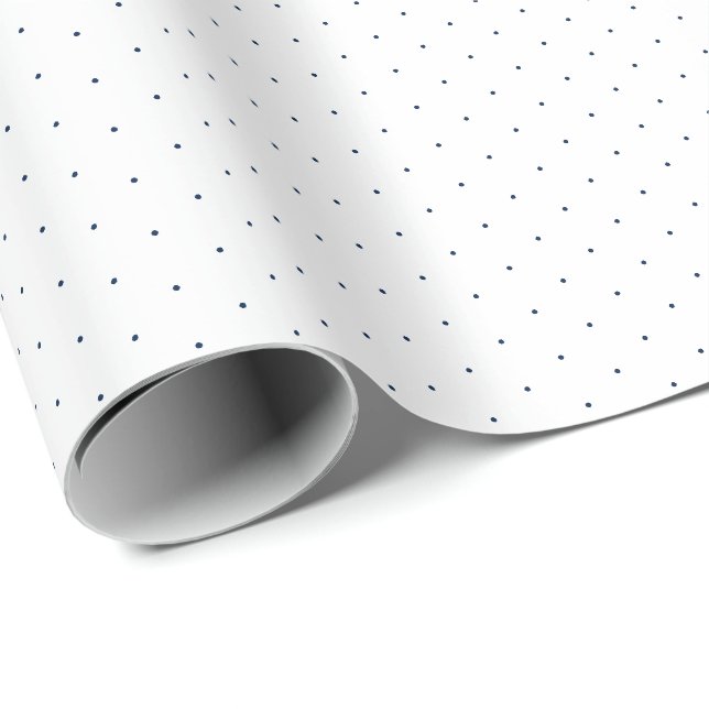 Papier Cadeau Chic bleu marine blanc minuscule pois motif mignon (Coin rond)