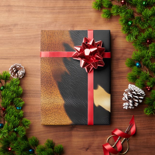Papier Cadeau Chic Brown Black Cream Western Cowhide (Cadeau de vacances)