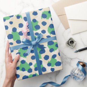 Papier Cadeau Chic couleur vert bleu cheetah imprimé monogramme