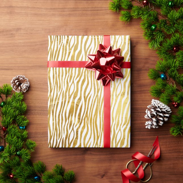 Papier Cadeau Chic Glam Gold White Zebra (Cadeau de vacances)