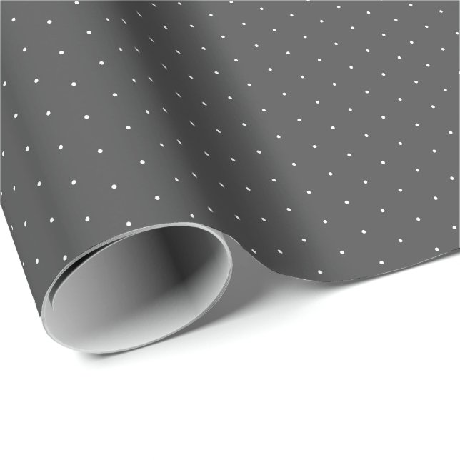 Papier Cadeau Chic gris charbon blanc petit motif pois (Coin rond)