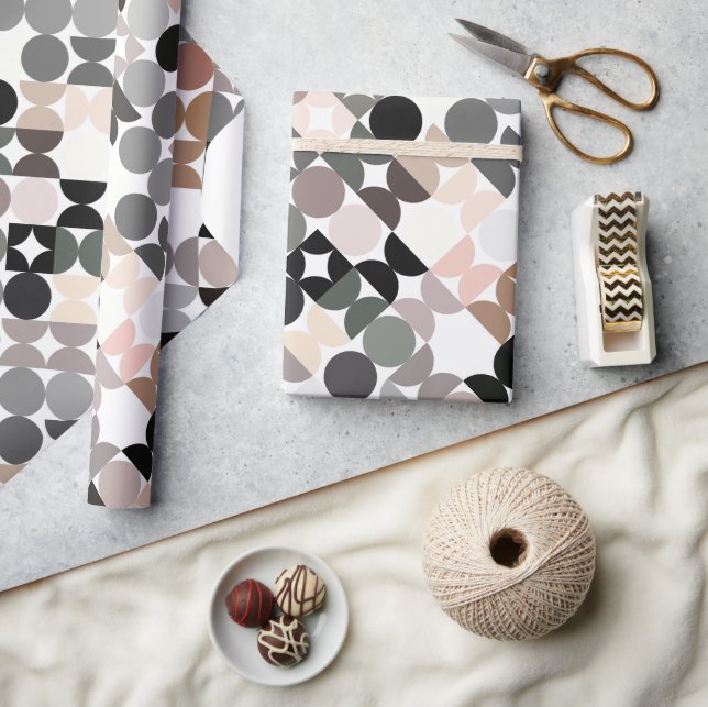 Papier Cadeau Chic Mauve Taupe Cercles gris-beige Motif (Artisanat)