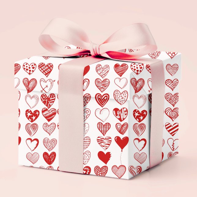 Papier Cadeau Chic moderne Whimsical Love Hearts Saint Valentin (Créateur téléchargé)