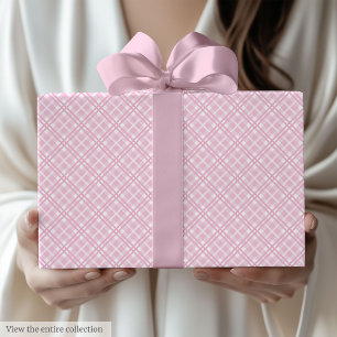 Papier Cadeau Chic Rose Clair et Blanc Emballage pour 60e Annive