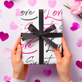 Papier Cadeau Chic rose et noir amour et Motif doux