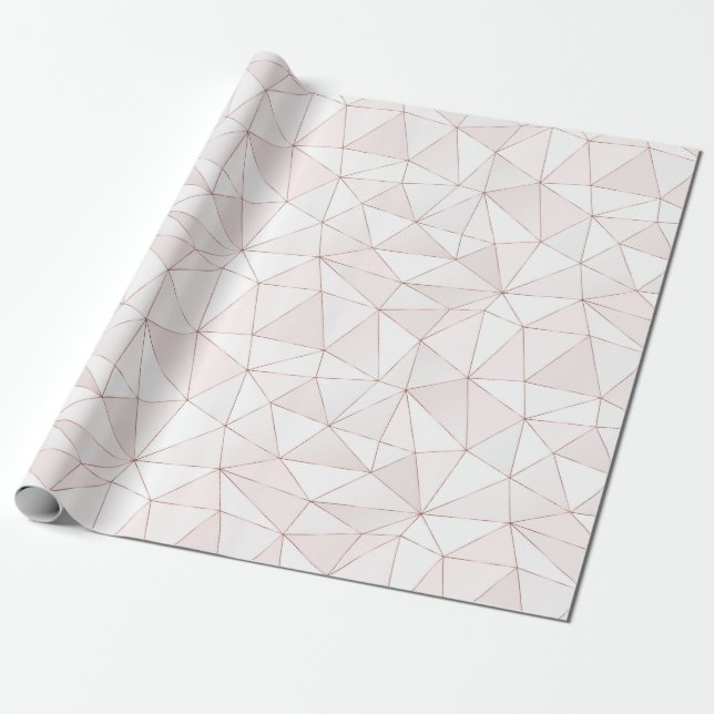 Papier Cadeau Chic Rose Gold Foil Geometry Abstrait Motif (Déroulé)