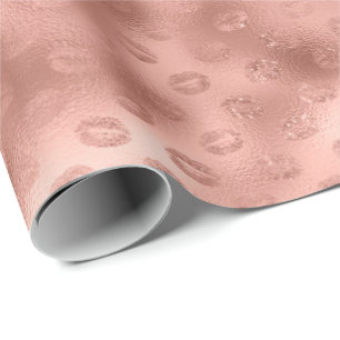 Papier Cadeau Chic rose lèvres Kiss