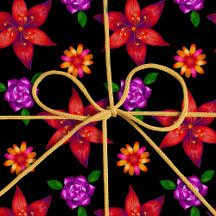 Chic Rouge et noir Tropical Exotic Floral