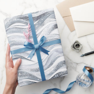 Papier Cadeau Chic Silver Glam Abstrait anniversaire