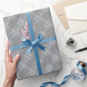 Papier Cadeau Chic Tartan bleu gris noir Motif
