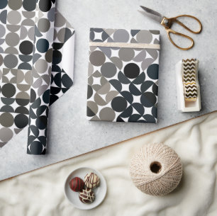 Papier Cadeau Chic Taupe Beige Gris Noir Marron Motif Cercles