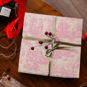 Papier Cadeau Chic vintage bébé rose de toile de jouy imprimé