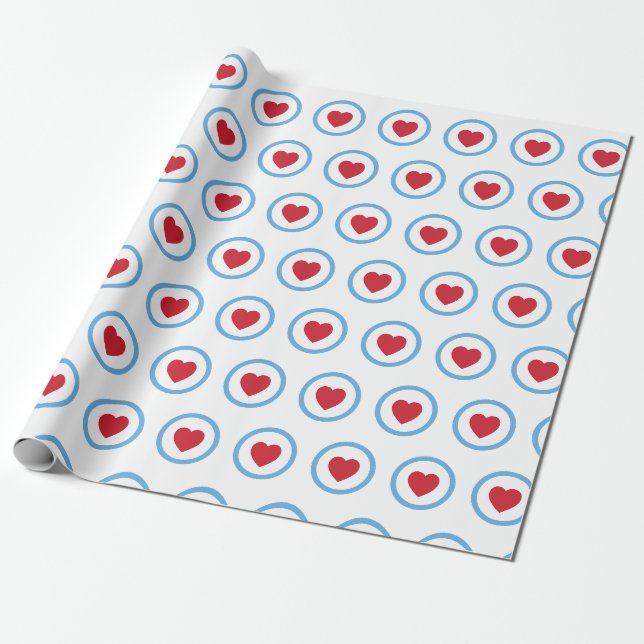 Papier Cadeau Chicago Love | Papier d'emballage | Cœur Rouge | G (Déroulé)