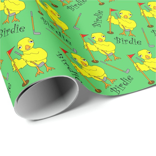 Papier Cadeau Chick de golf de Birdie (Coin rond)