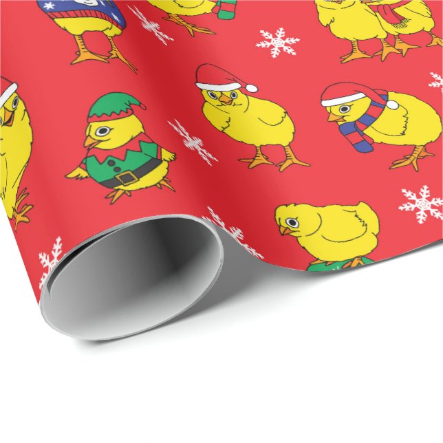 Papier Cadeau Chicken Maman mignonne Noël Fêtes Chicots (Coin rond)