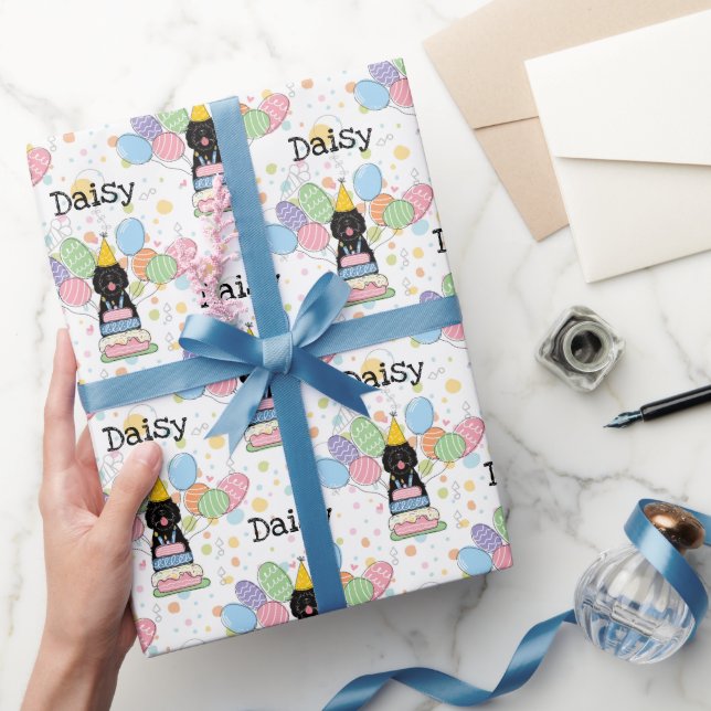 Papier Cadeau Chien à bergère noire Anniversaire (Cadeaux)
