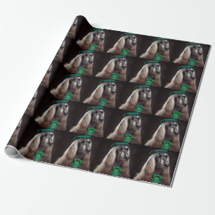 Papier Cadeau Chien Afghan en tenue de la Saint-Patrick