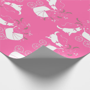Papier Cadeau Chien berger allemand Baby shower fille rose