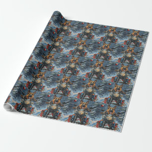 Papier Cadeau Chien berger allemand équitation moto Noël
