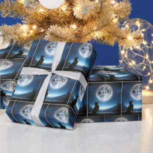 Papier Cadeau Chien berger allemand observant Père Noël