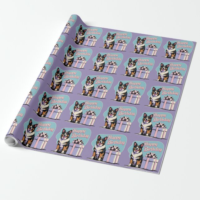 Papier Cadeau Chien berger belge coloré (Déroulé)