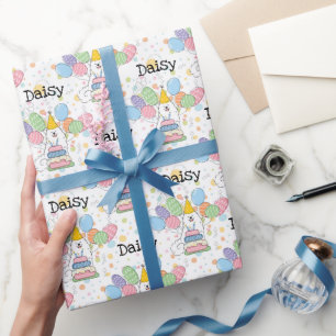 Papier Cadeau Chien blanc Samoyé Anniversaire