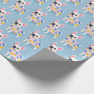 Papier Cadeau Chien bleu français mou