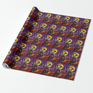 Papier Cadeau Chien Blue Heeler d'Halloween Citrouilles Épouvant